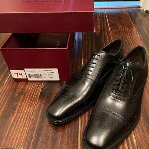 NWT Men's To Boot New York Black Italian Leather Cap Toe Oxford Shoes - Size 11